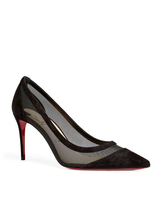 Christian Louboutin Black Galativi Suede Mesh-panel Pumps 85