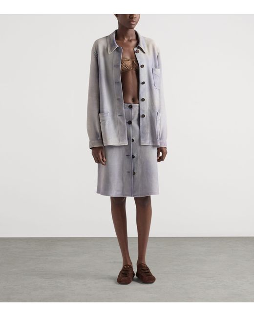 Prada Blue Suede Single-Breasted Jacket