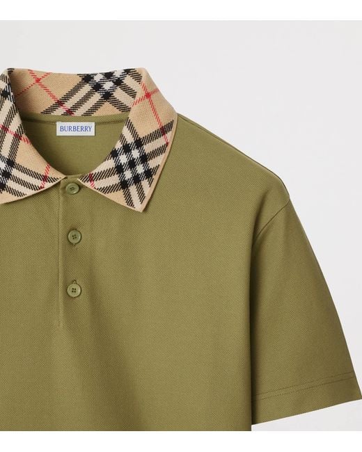 Burberry Green Cotton Piqué Slim Polo Shirt for men