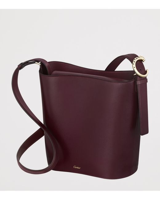 Cartier Purple Small Leather Panthère C De Bucket Bag