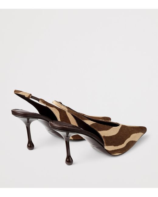 Jimmy Choo Brown Isa 80 Calf Hair Slingback Pumps