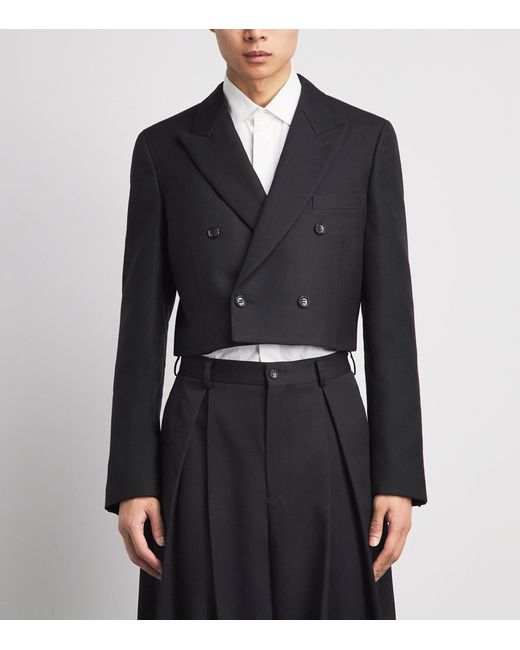 Comme des Garçons Blue Wool Cut-Out Blazer for men