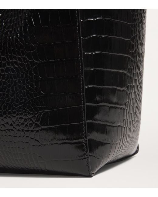 Anine Bing Croc-Embossed Leather Elly Tote Bag in Black | Lyst UK