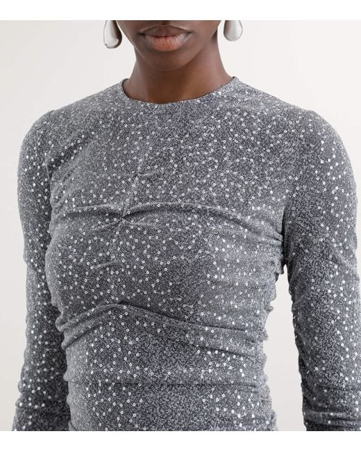 Dolce & Gabbana Gray Sequinned Midi Dress