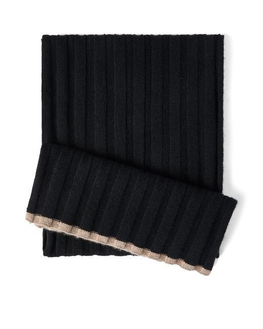 Brunello Cucinelli Black Cashmere Ribbed Scarf for men