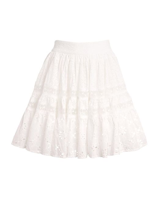 Maje White Cotton Embroidered Mini Skirt