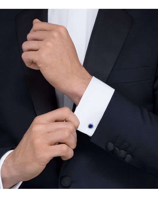 Cartier Blue Sterling Silver Santos De Cufflinks for men