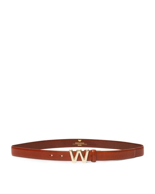 Weekend by Maxmara Brown Leather Logo Belt