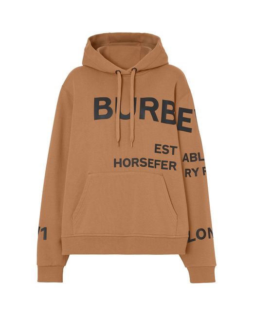 Burberry Cotton Horseferry Oversized Hoodie in Brown | Lyst