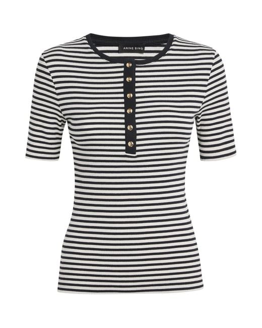 Anine Bing Black Stretch-Cotton Alessia T-Shirt
