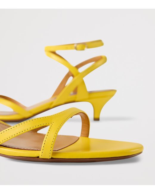 Ralph Lauren Yellow Calfskin Clarke Heeled Sandals 35