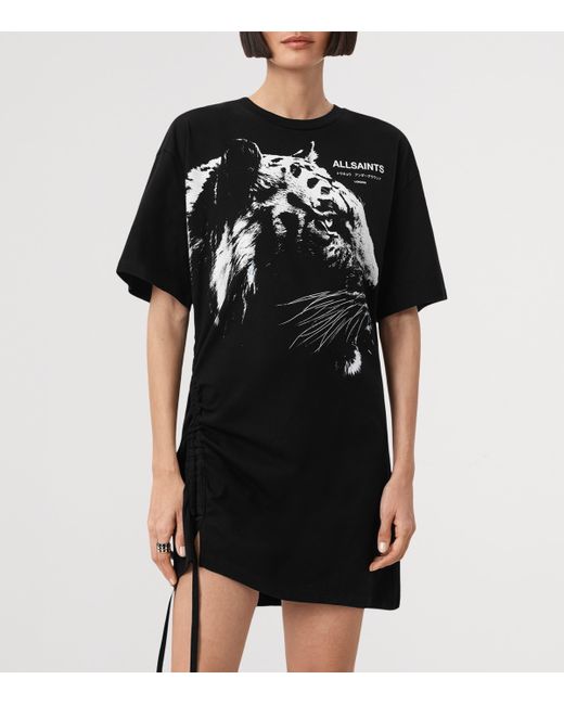 AllSaints Black Organic Cotton Ivana Naiema T-Shirt Dress