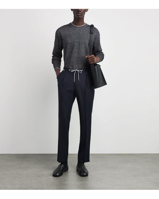 Paul & Shark Gray Wool-Linen Melange Sweater for men
