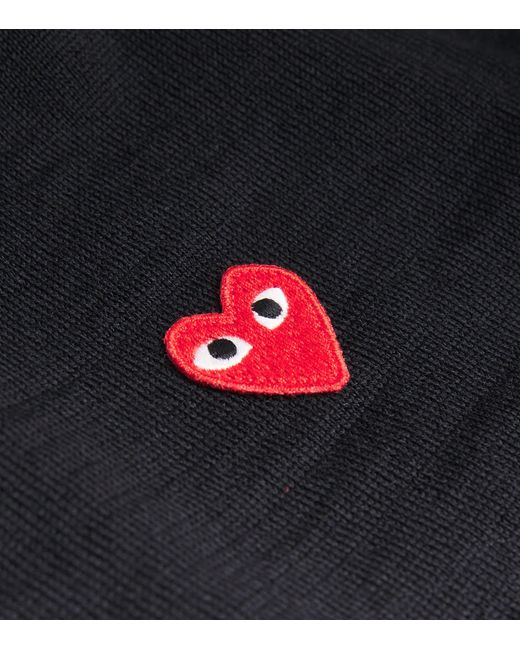COMME DES GARÇONS PLAY Black Wool Heart Logo Polo Shirt for men