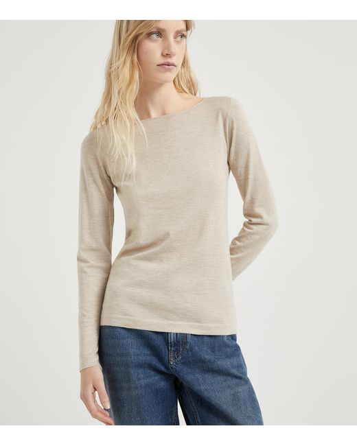 Brunello Cucinelli Natural Cashmere-Silk-Blend Sweater