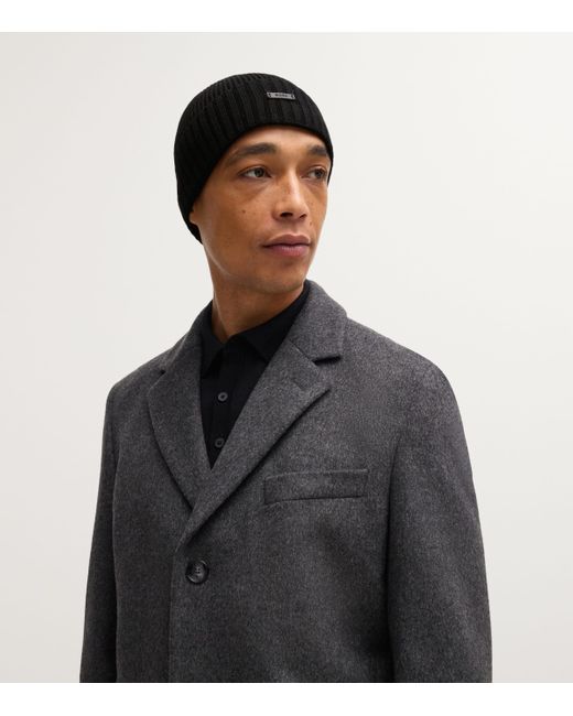 Boss Black Virgin Wool Logo-Badge Beanie for men