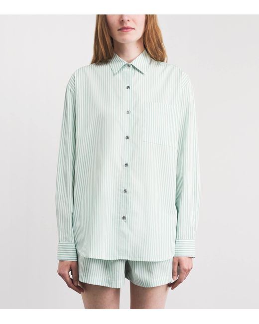 Leset Blue Cotton-Blend Stripe Yoshi Shirt