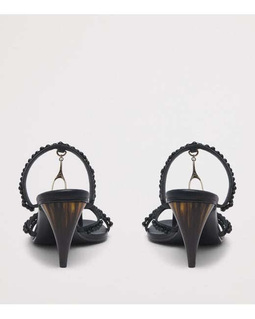 McQueen Black Beaded Rosa Heeled Sandals 70