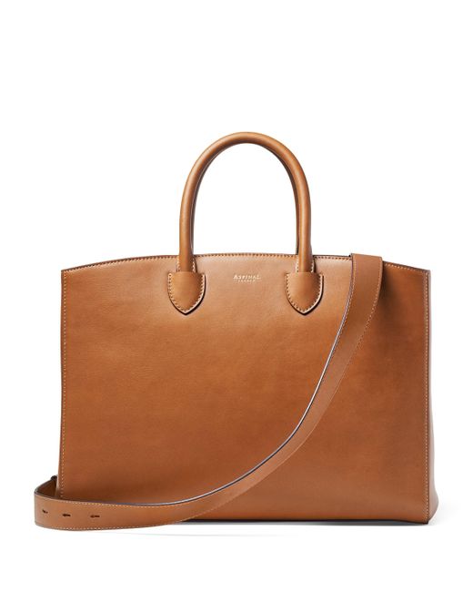Aspinal Brown Leather Madison Tote Bag
