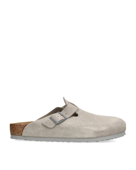 Birkenstock White Suede Boston Clogs