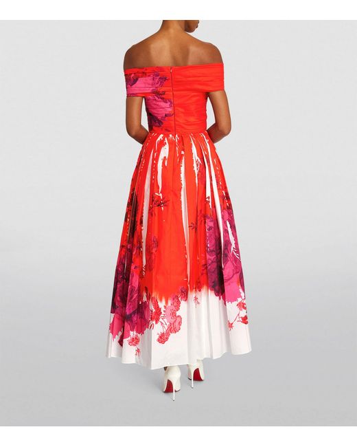 Erdem Red Floral Midi Dress