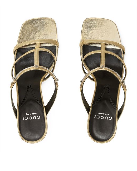 Gucci Natural Leather Slim-horsebit Heeled Sandals 75