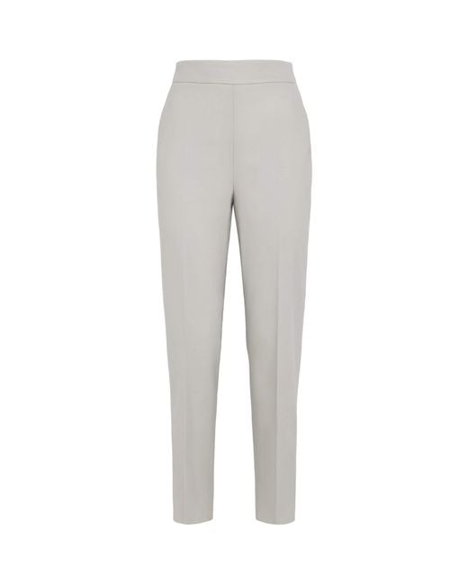 Agnona Gray Wide-Leg Tailored Trousers
