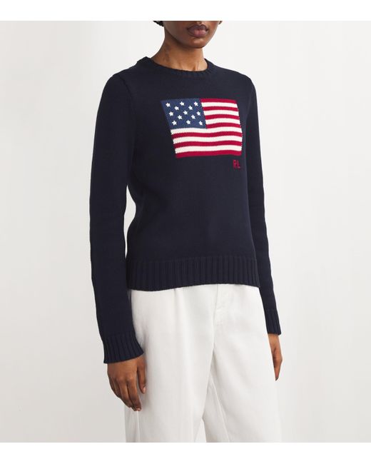 Polo Ralph Lauren Blue Cotton American Flag Sweater