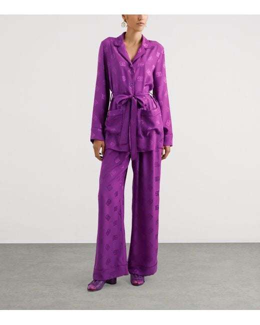 Dolce & Gabbana Purple Silk Dg Millennials Shirt