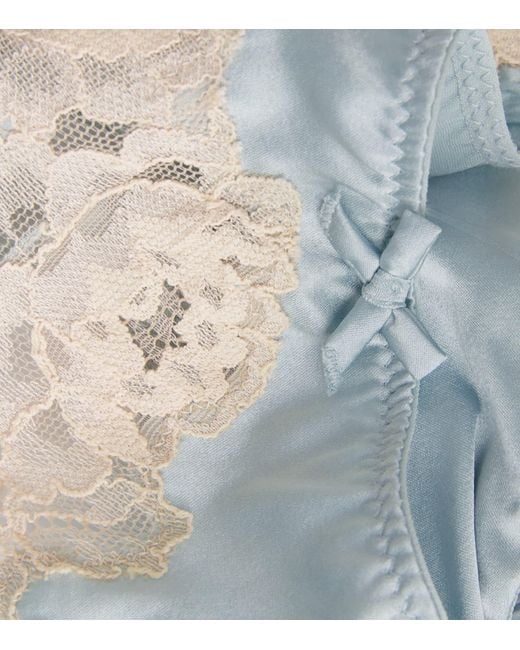 Fleur du Mal Gray Silk Lace-Detail Juliet Thong