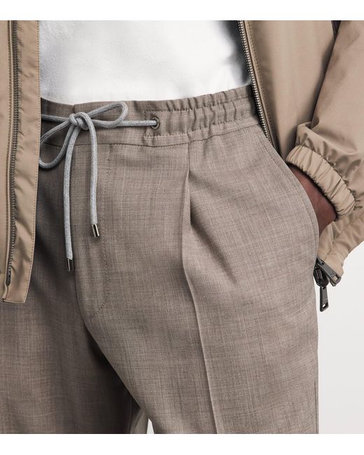 Corneliani Gray Stretch-Virgin Wool Drawstring Trousers for men