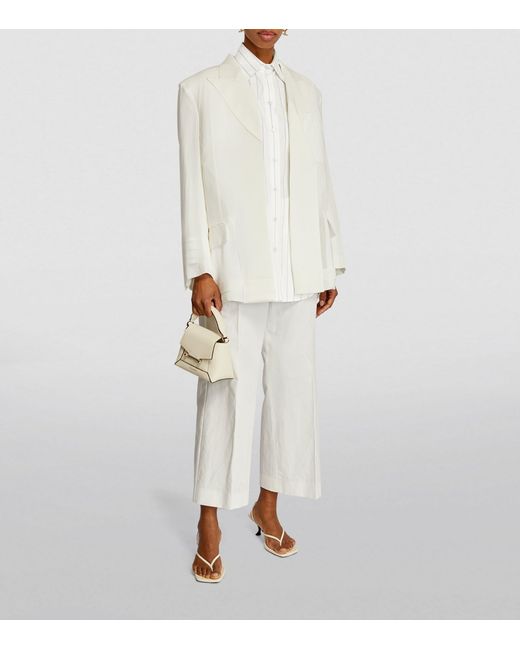 Weekend by Maxmara White Floral-back Striped Shirt