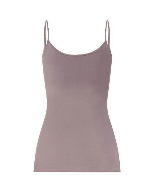 Hanro Purple Cotton Seamless Padded Tank Top