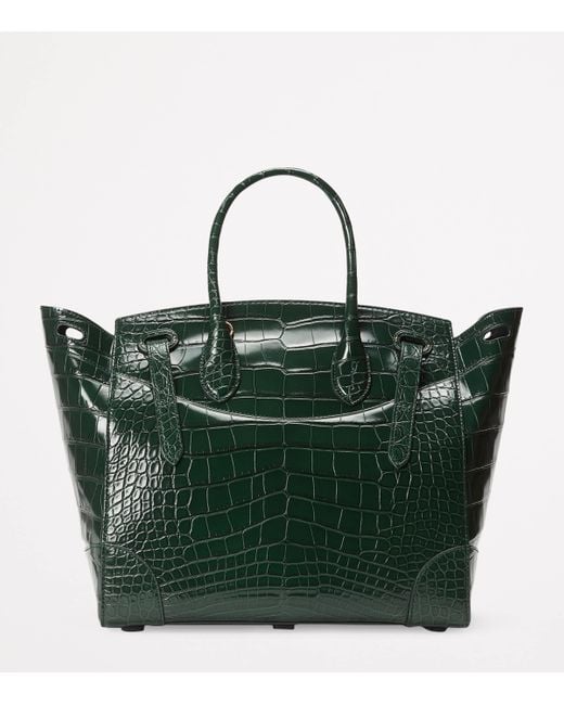 Ralph Lauren Green Alligator Leather Ricky 33 Top-Handle Bag