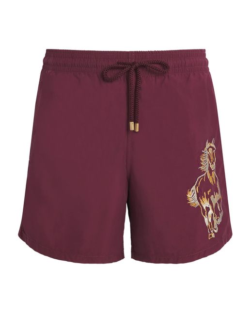 Vilebrequin Purple Embroidered Motu Swim Shorts for men
