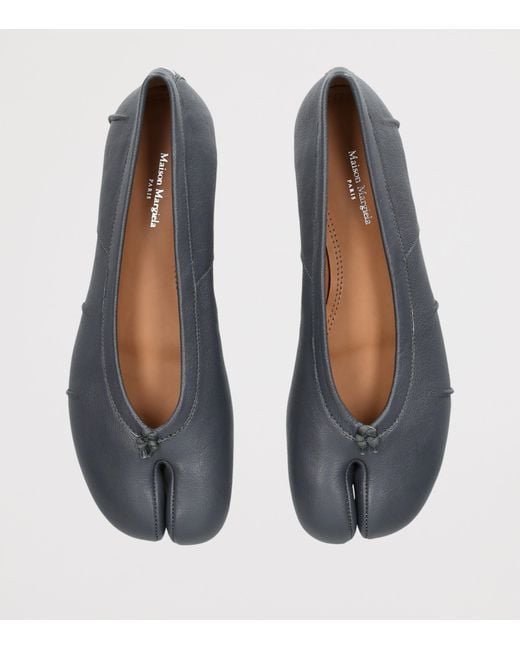 Maison Margiela Gray Leather Tabi Ballet Flats