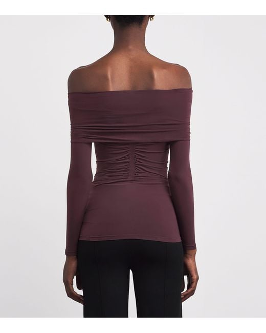 Wolford Purple Off-The-Shoulder Draped Top