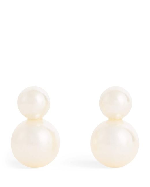 Jennifer Behr White Pearl Iris Stud Earrings