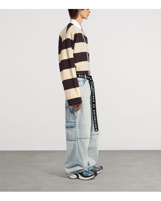 Balenciaga Blue Belted Wide-Leg Jeans for men