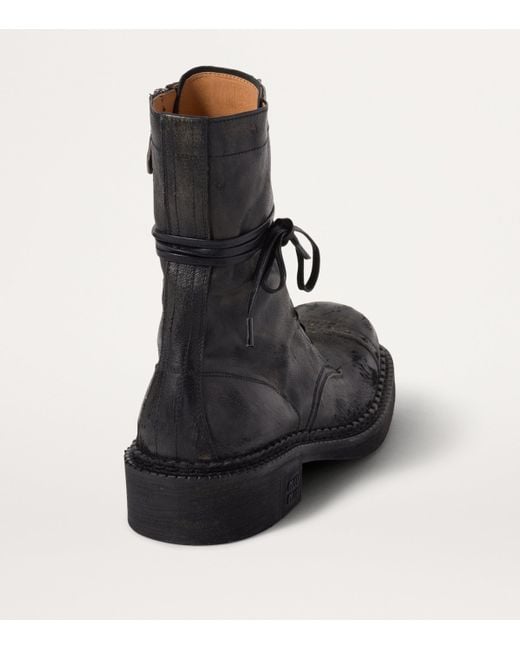 Miu Miu Black Leather Lace-Up Boots