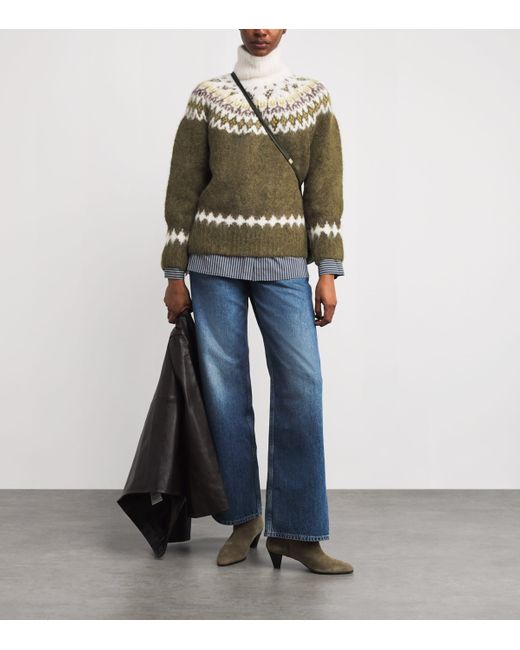 Rag & Bone Green Alpaca-Blend Jacquard Beth Sweater