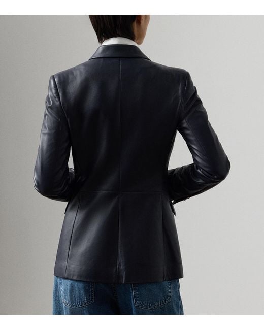 Ralph Lauren Blue Lambskin Camden Jacket