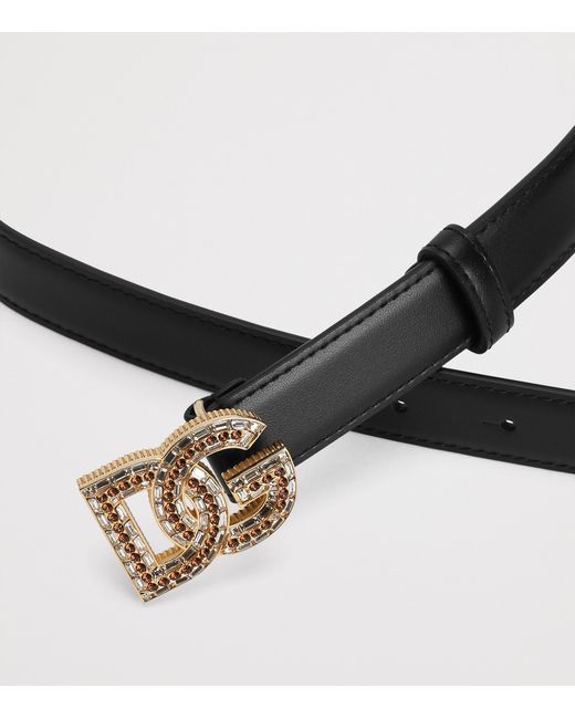 Dolce & Gabbana Black Calfskin Logo Belt