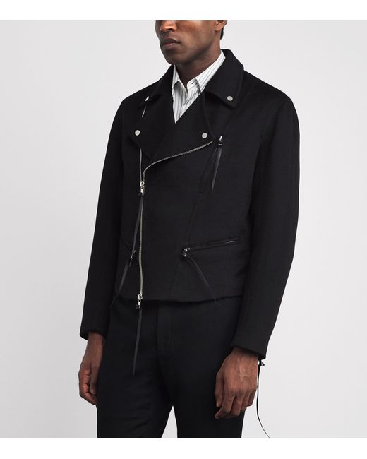 Alan Scott Black Cashmere-Blend Biker Jacket for men
