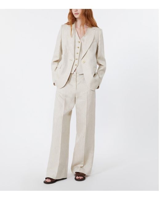 Weekend by Maxmara White Linen Single-Breasted Blazer