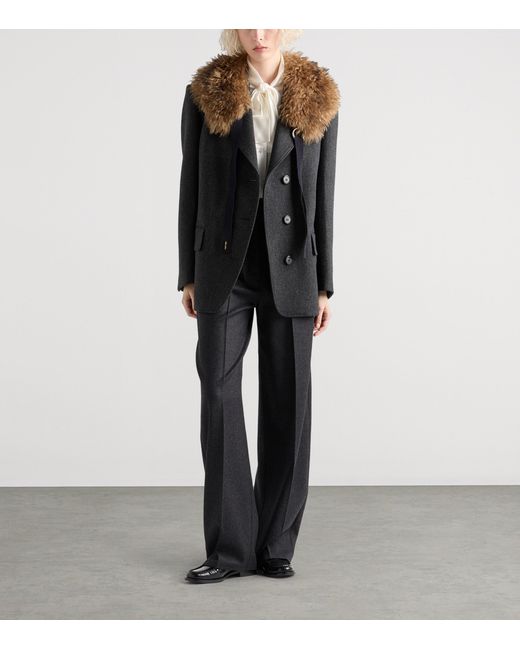Prada White Satin Tie-Neck Blouse