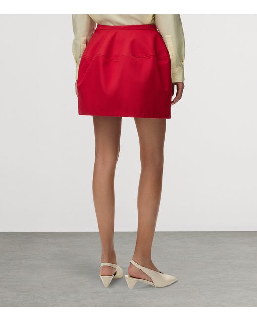 Loewe Red Cotton-Silk Balloon Mini Skirt