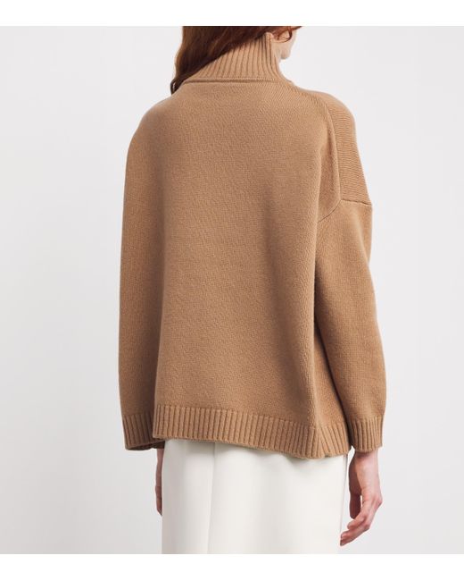 Weekend by Maxmara Brown Virgin Wool High-Neck Sweater