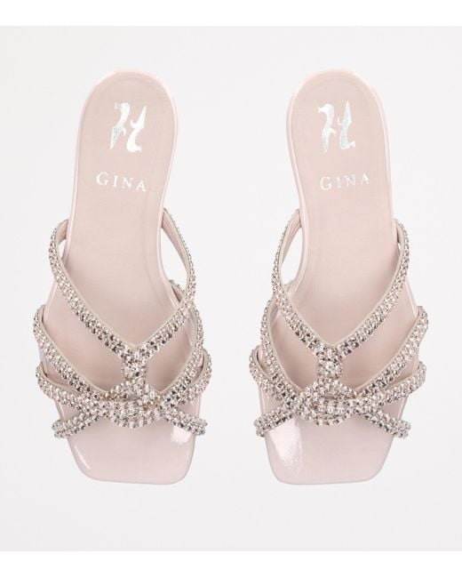 Gina White Crystal-Embellished Paris Sandals