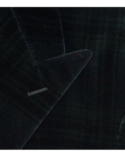 Polo Ralph Lauren Black Cotton Velvet Tartan Double-Breasted Blazer for men